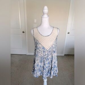 NWOT Free People Ruffle Tier Tank with Crocheted Neckline Size Medium